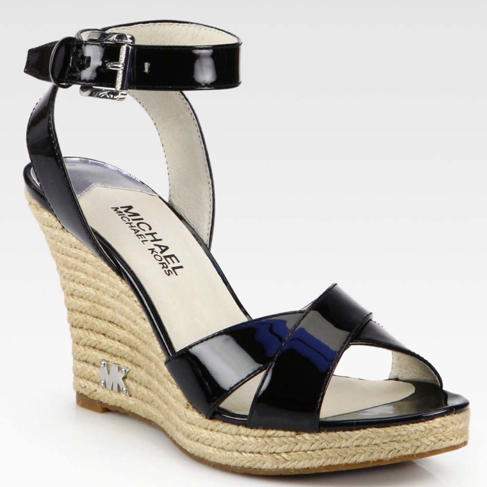 Michael Kors Patent Leather Espadrille Wedges